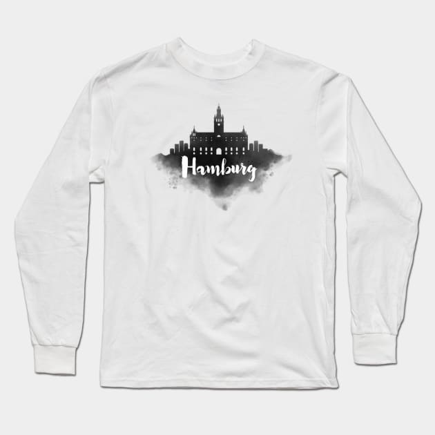 Hamburg watercolor Long Sleeve T-Shirt by kursatunsal